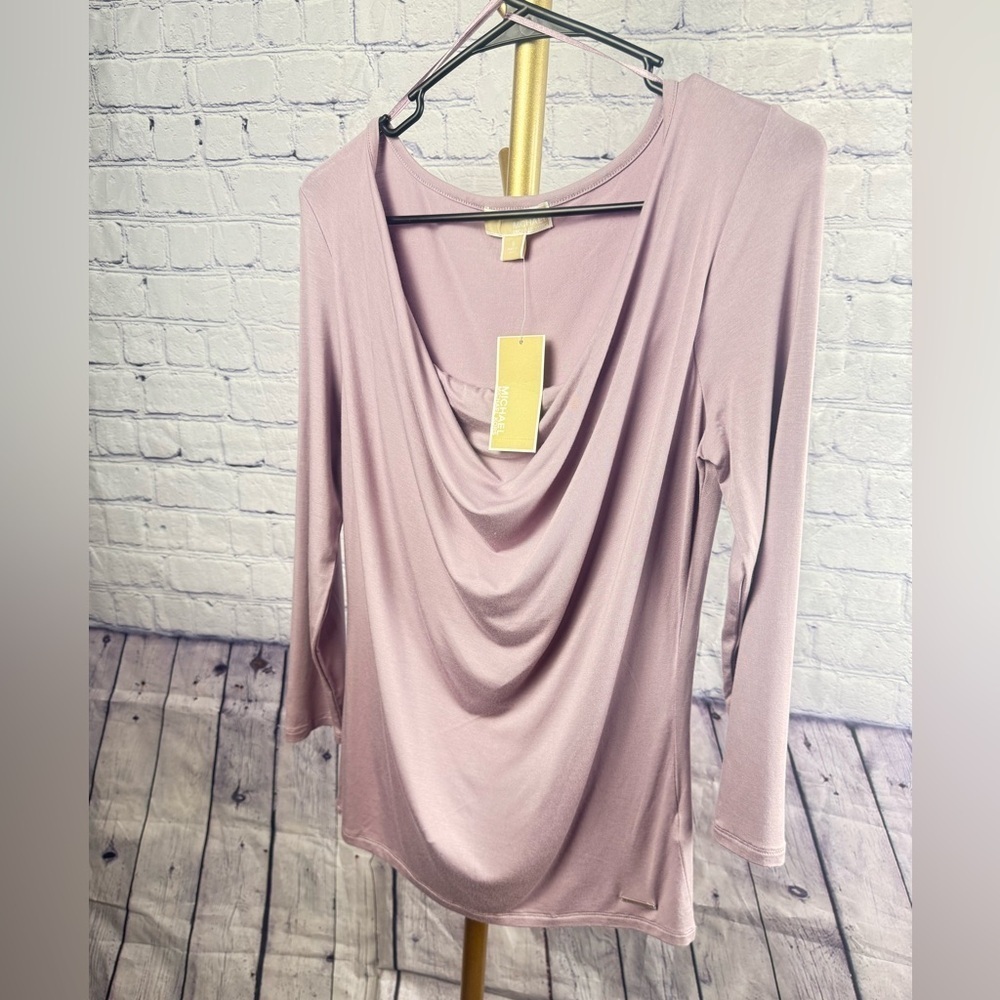 NWT Michael Kors Drape Neck Top in Lavender Size Small